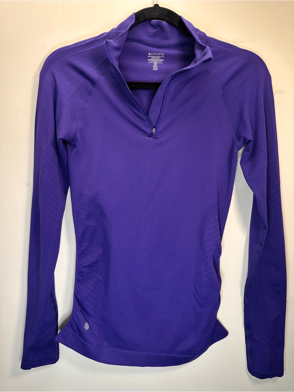 Athleta Speedlight Quarter Zip Long Sleeve Top, Noble Blue Purple, XS